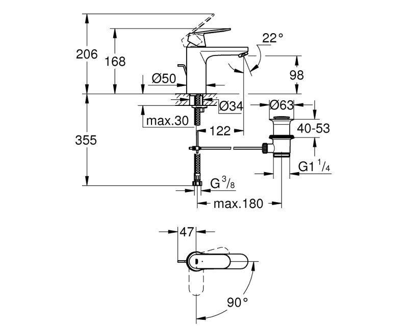 Grohe Eurosmart Cosmopolitan M-Size смеситель для раковины, хром 2339600E