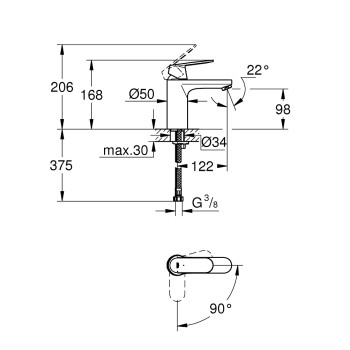 Grohe Eurosmart Cosmopolitan M-Size смеситель для раковины, хром 2339800E