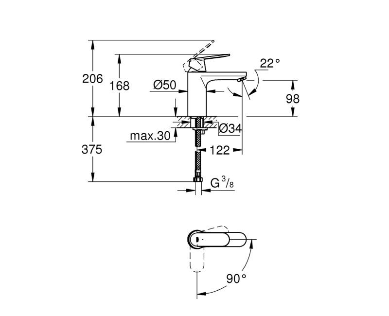 Grohe Eurosmart Cosmopolitan M-Size смеситель для раковины, хром 2339800E