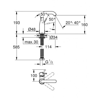 Смеситель для раковины GROHE Essence Long-Life отделка Chrome 23488001