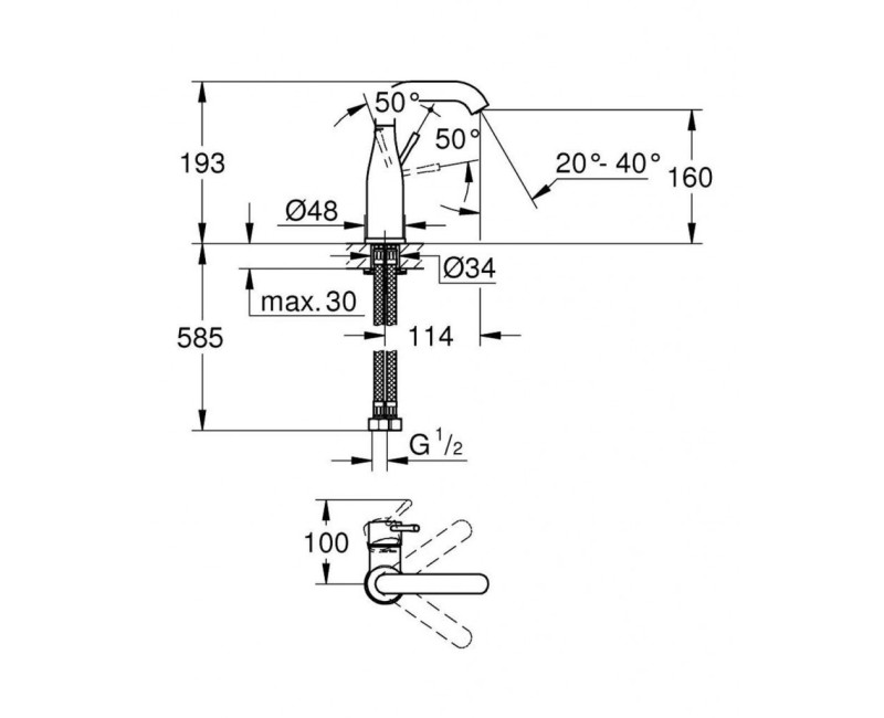 Смеситель для раковины GROHE Essence Long-Life отделка Chrome 23488001