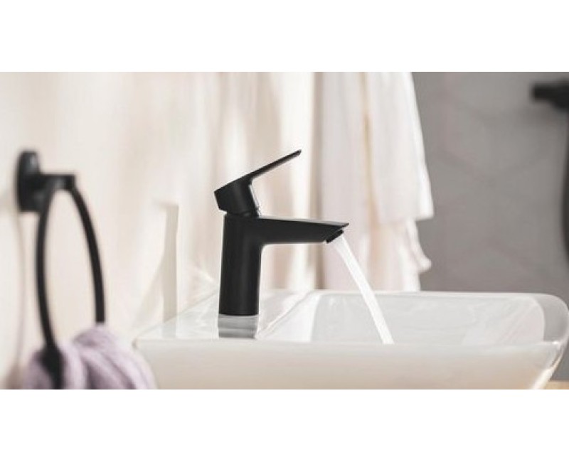 Vannas istabas Izlietnes maisītājs Grohe QuickFix Start S-Size ar Push-Open vārstu Melns matēts 235512432