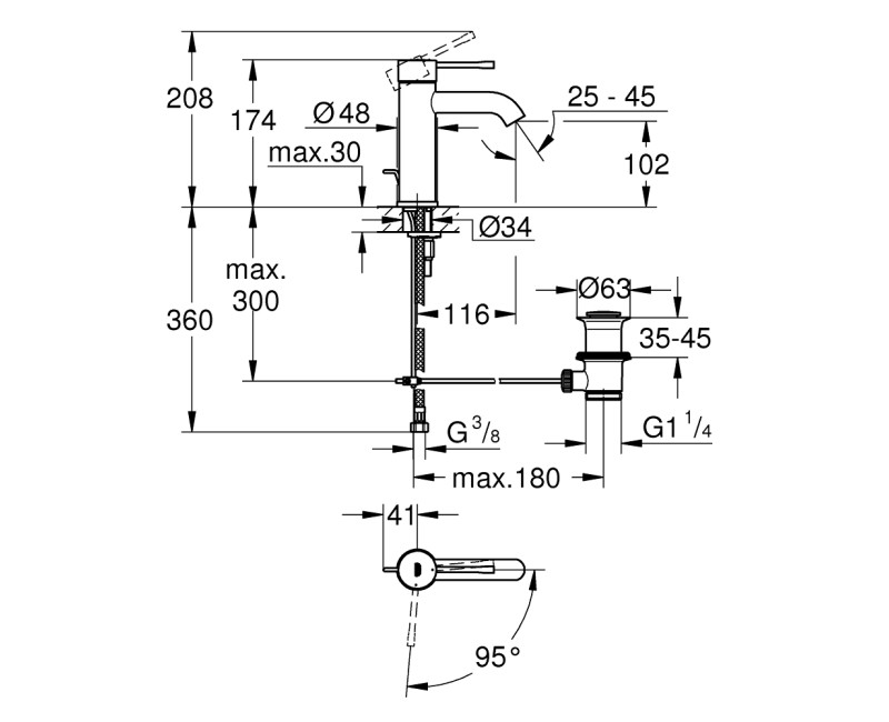 Vannas istabas Izlietnes maisītājs Grohe Essence S-Size, hromēts 23591001