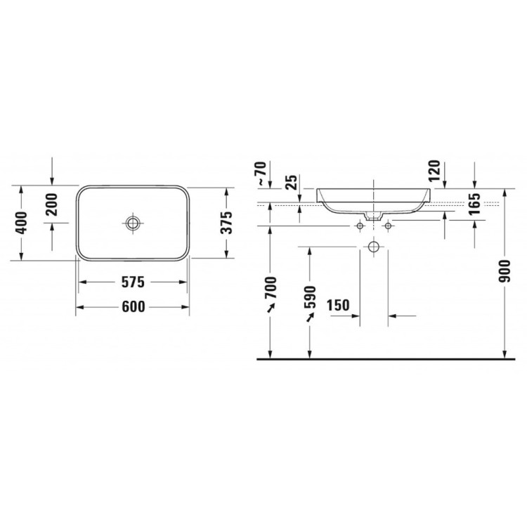 Раковина для ванной Duravit Happy D.2, 60x40 см, накладная, белая Раковина для ванной Duravit Happy D.2, 60x40 см, накладная, белая