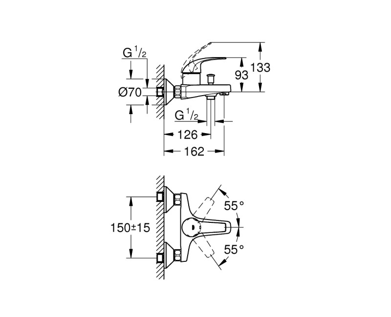 Vannas / Dušas maisītājs Grohe BauCurve, hromēts 23599000