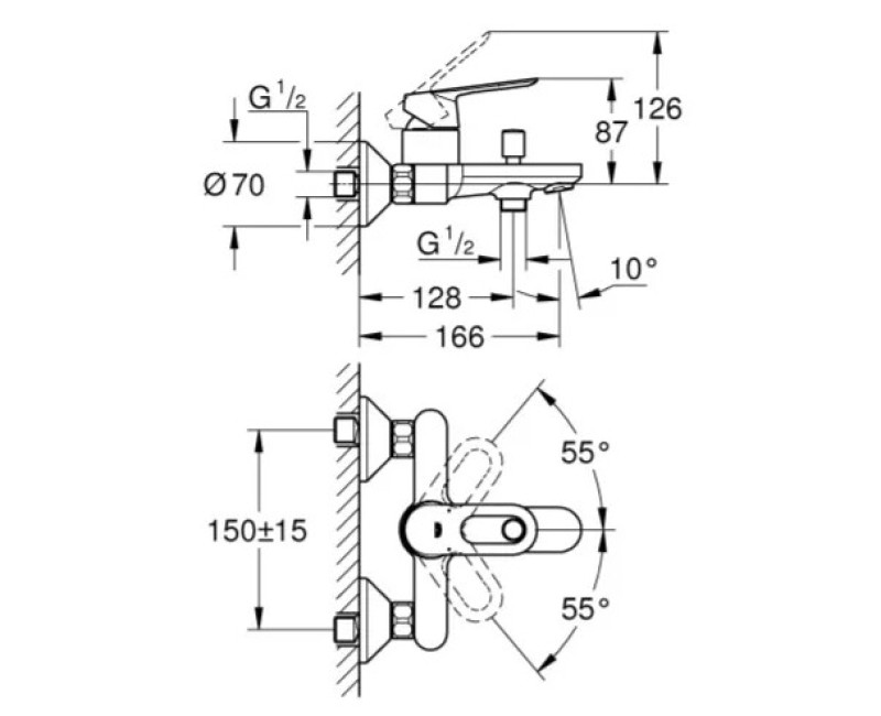 Смеситель для ванны/душа Grohe BauLoop, хром 23603000