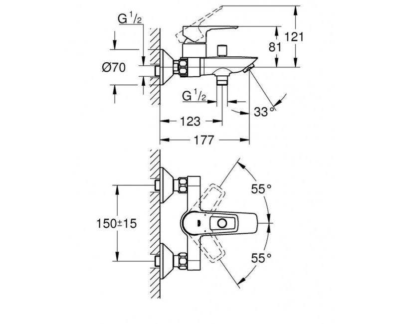 Vannas / Dušas maisītājs Grohe BauLoop  StarLight® hromēta apdare 23603001