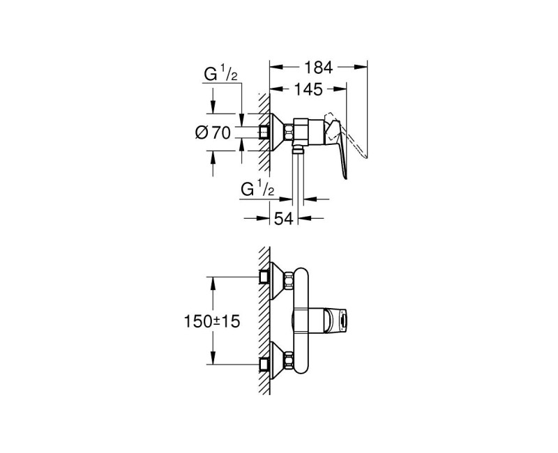 Dušas maisītājs Grohe BauLoop, hromēts 23634000