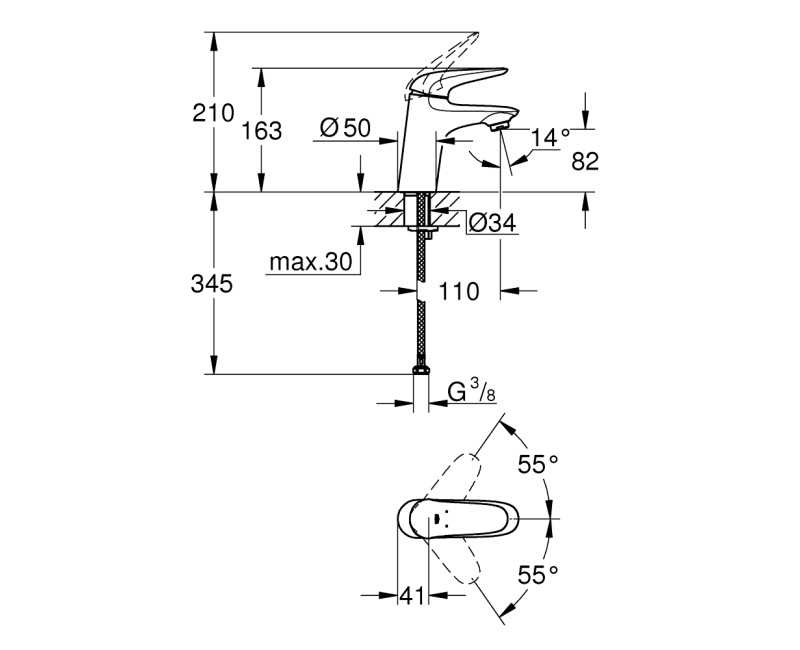 Grohe Eurostyle S-Size смеситель для раковины, хром 23715003