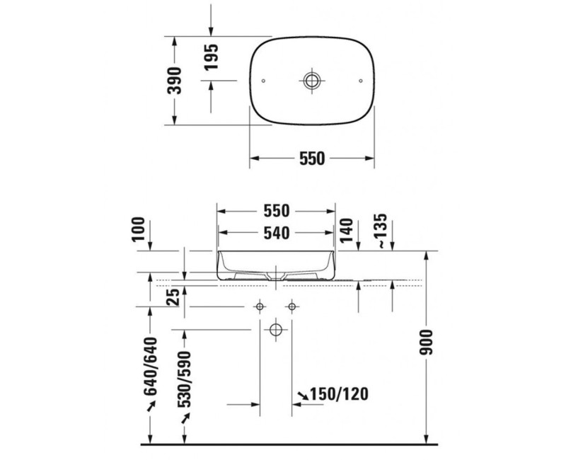 Раковина для ванной комнаты Duravit Zencha WonderGliss, DuraCeram 55x39 см, белый
