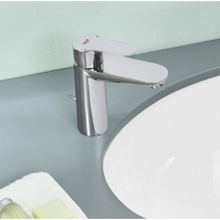 Grohe BauEdge M-size смеситель для раковины с pop up клапаном, хром 23758000 Grohe BauEdge M-size смеситель для раковины с pop up клапаном, хром 23758000
