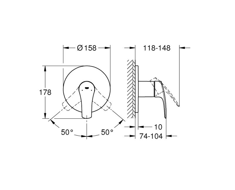 Dušas maisītājs Grohe Eurosmart iebūvējams, hromēts  24042003