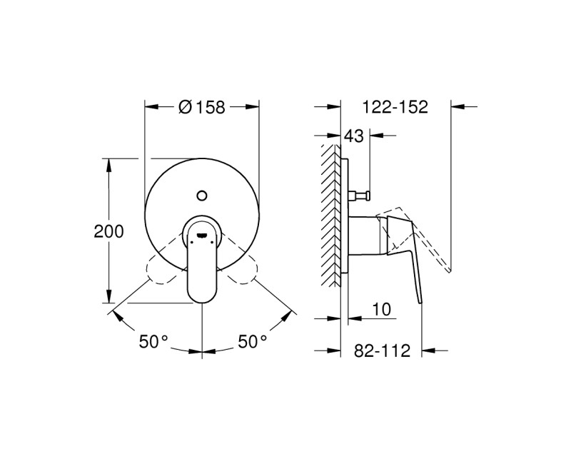 Vannas / Dušas maisītājs Grohe Eurosmart Cosmopolitan iebūvējams 2 izvadi, hromēts  24045000