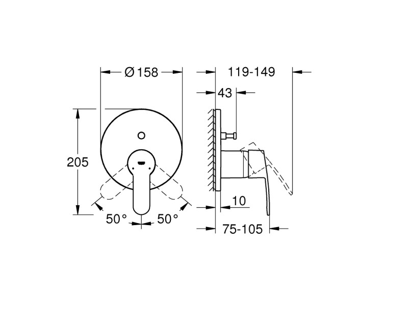 Vannas / Dušas maisītājs Grohe Eurostyle Cosmopolitan iebūvējams 2 izvadi, hromēts  24052002