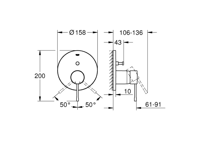Смеситель для душа Grohe Essence встраиваемый 2 излива, матовый Hard Graphite 24058AL1