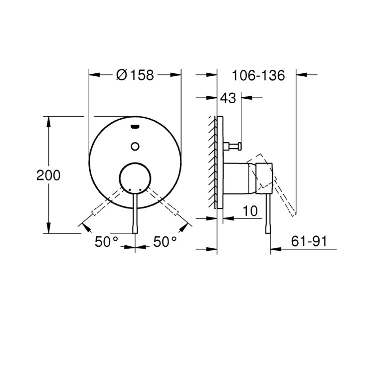 Dušas maisītājs Grohe Essence iebūvējums 2 iztekas, brushed Cool Sunrise 24058GN1 Dušas maisītājs Grohe Essence iebūvējums 2 iztekas, brushed Cool Sunrise 24058GN1