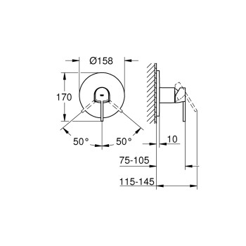 Dušas maisītājs Grohe Plus iebūvējams, brushed Hard Graphite  24059AL3