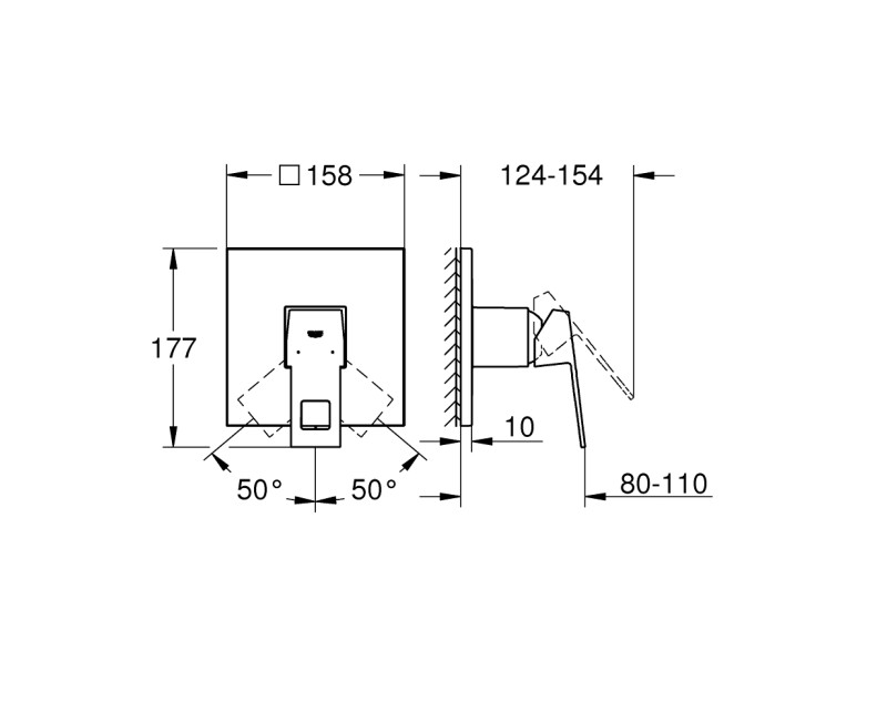 Dušas maisītājs Grohe Eurocube iebūvējams Hromēts 24061000