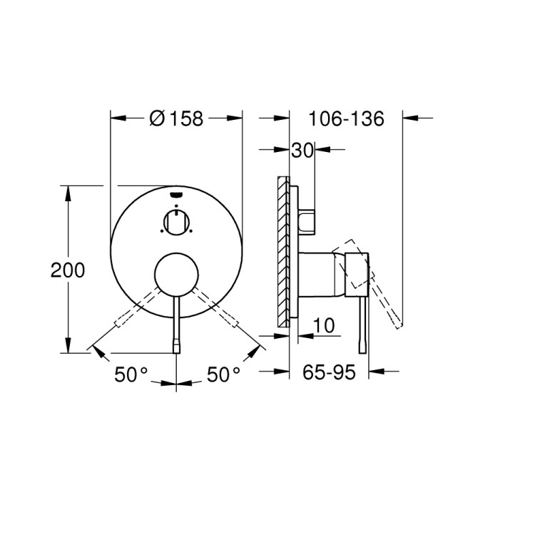 Смеситель для ванны/душа Grohe Essence Встроенный 3 выхода, хром 24092001 Смеситель для ванны/душа Grohe Essence Встроенный 3 выхода, хром 24092001