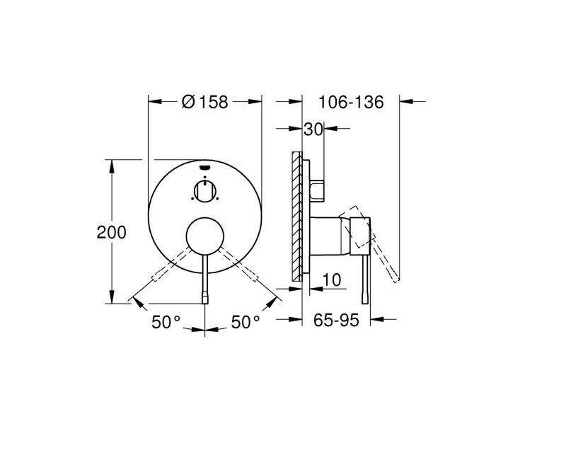 Vannas / Dušas maisītājs Grohe iebūvējams 3 iztekas supersteel  24092DC1