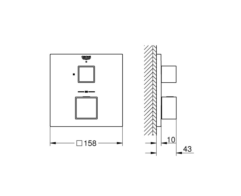 Vannas / Dušas maisītājs Grohe Grohtherm Cube iebūvējams, brushed Hard Graphite  24153AL0