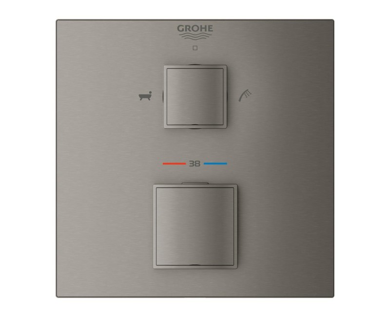 Dušas maisītājs Grohe Grohtherm Cube  iebūvējams ar termostatu, 2 izvadiem, brushed Hard Graphite  24155AL0