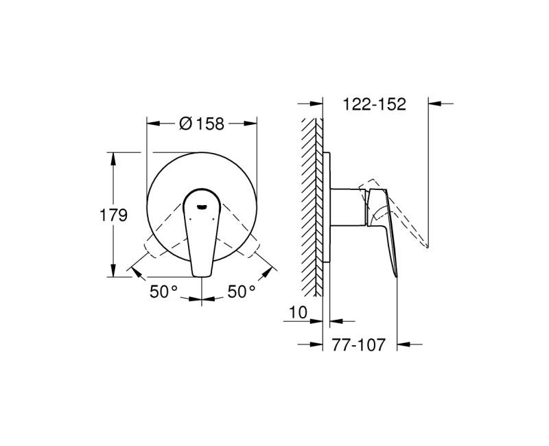 Смеситель для ванны/душа Grohe BauEdge встраиваемый, хром 24161001
