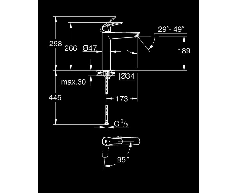 Vannas istabas Izlietnes maisītājs Grohe Eurosmart XL-Size paaugstināts, hromēts 24164003