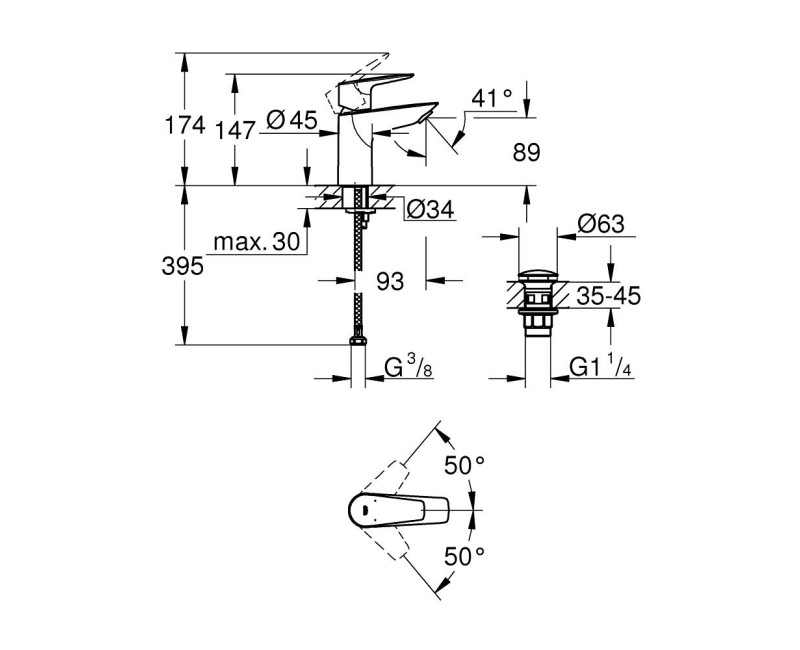 Vannas istabas Izlietnes maisītājs Grohe Start Edge S-Size, hromēts 24199001