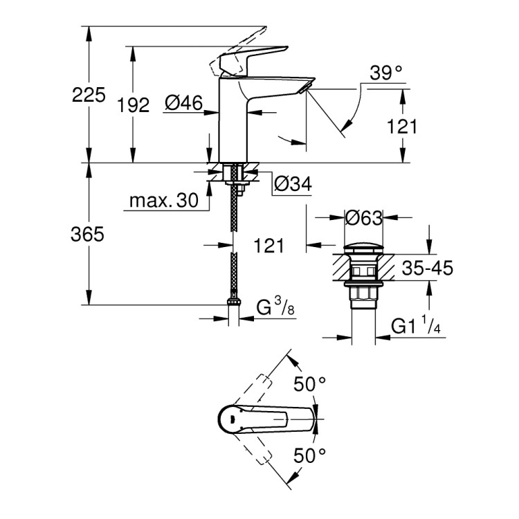 Vannas istabas Izlietnes maisītājs Grohe QuickFix Start M-Size ar Push-Open vārstu, hromēts 24204002 Vannas istabas Izlietnes maisītājs Grohe QuickFix Start M-Size ar Push-Open vārstu, hromēts 24204002
