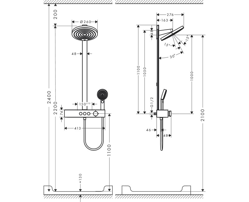 Душевая система Hansgrohe Pulsify S Showerpipe 260 2jet 24241000 Chrome