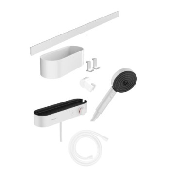 Душевая система Hansgrohe WallStoris Bundle ручной душ 105 3jet Активация EcoSmart с термостатом 24250700