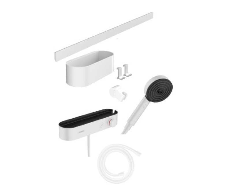 Душевая система Hansgrohe WallStoris Bundle ручной душ 105 3jet Активация EcoSmart с термостатом 24250700