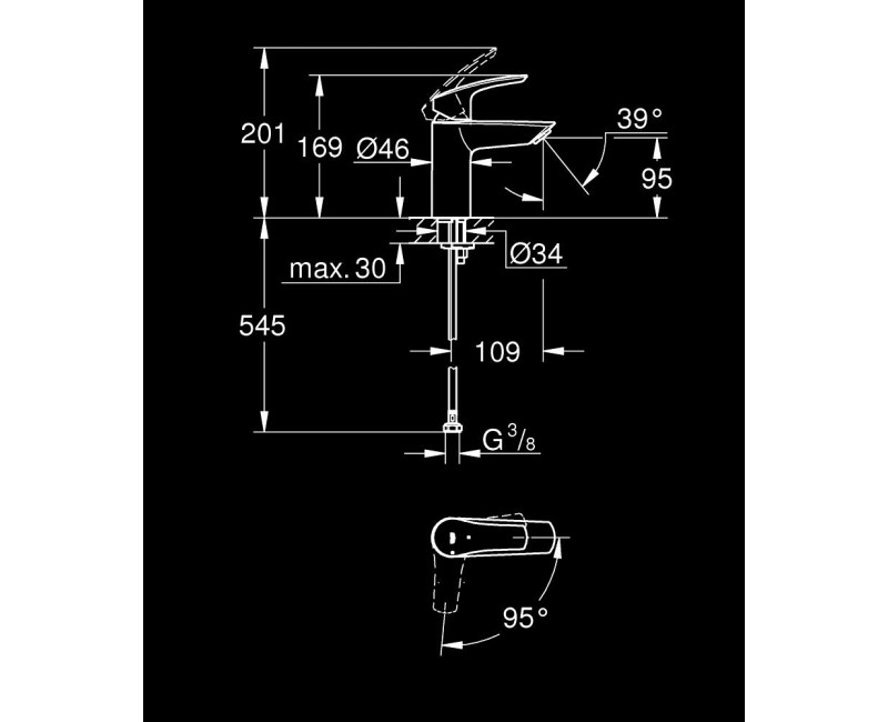 Vannas istabas Izlietnes maisītājs Grohe Eurosmart M-Size, hromēts 24251003