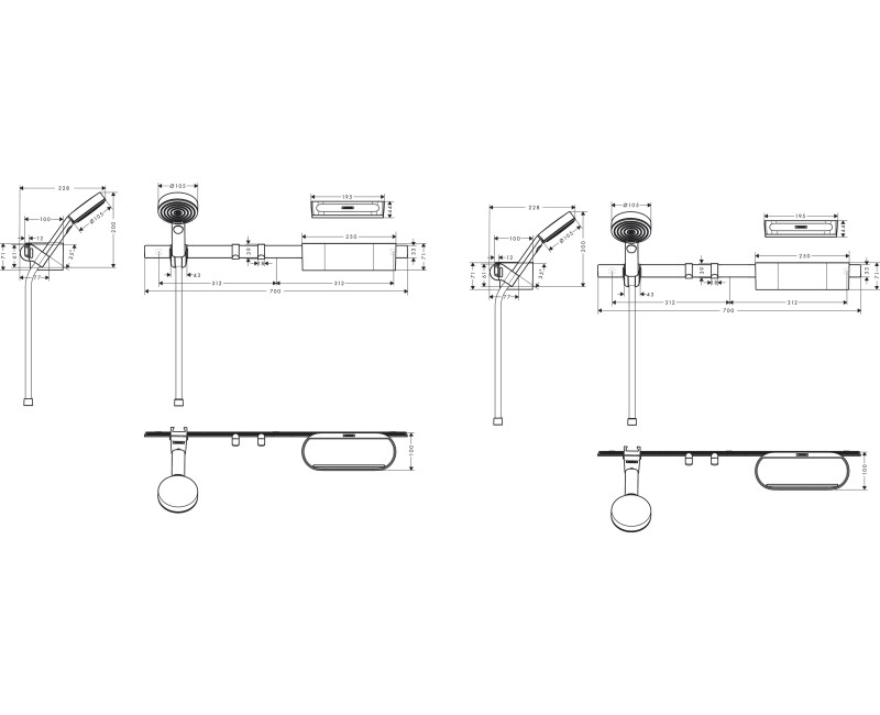 Dušas Komplekts Hansgrohe WallStoris Bundle hand shower 105 3jet Activation EcoSmart 24291670 Melns matēts