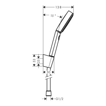 Душевой гарнитур Hansgrohe PulsifySelS 3j, держатель и шланг для душа 1250 мм 24302700