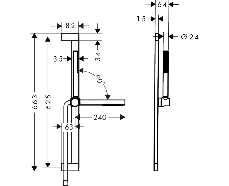 Dušas komplekts Hansgrohe  Pulsify S 1jet Unica 650mm 24372670 Melns Matēts
