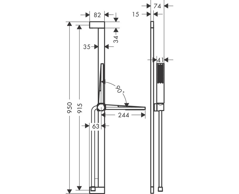 Dušas komplekts Hansgrohe  Pulsify E 1jet EcoSmart+Unica 900 24381670 Melns Matēts