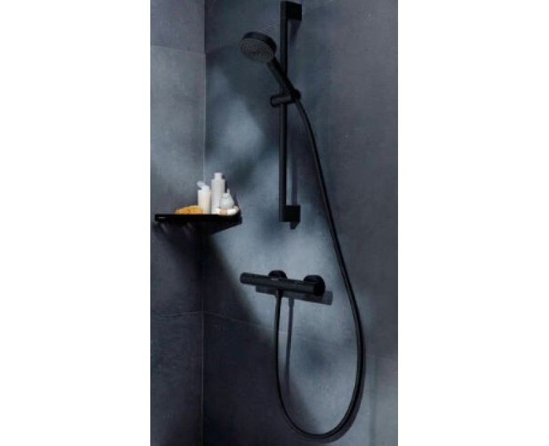 Dušas komplekts Hansgrohe Unica Pulsify dušas stienis 650mm  ar dušas vadu 160cm 24400670 Melns matēts