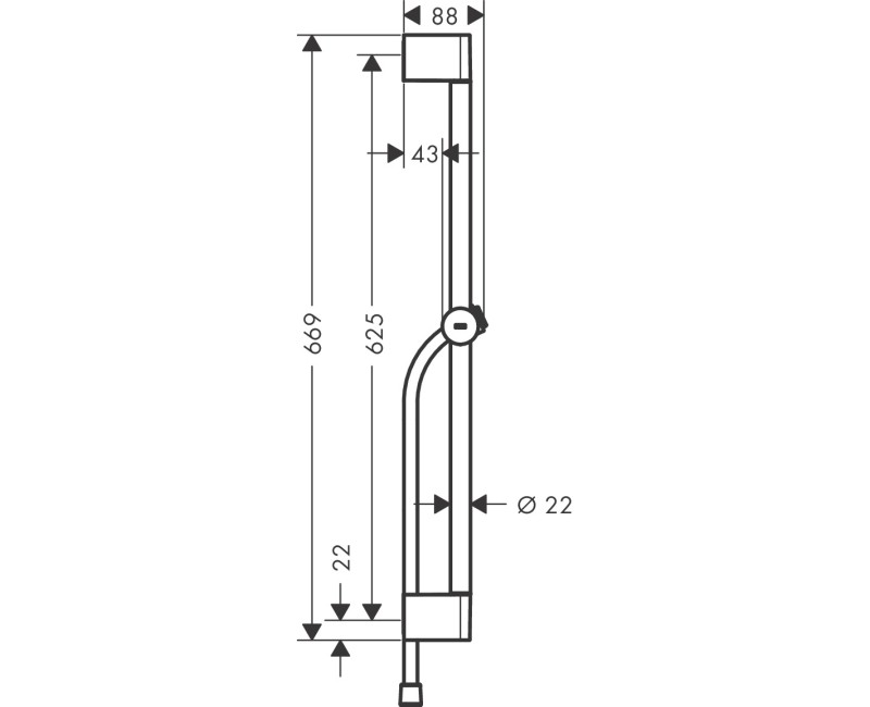 Dušas komplekts Hansgrohe  Unica Pulsify Dušas stienis 650mm ar dušas vadu 160cm 24400700 Balts matēts