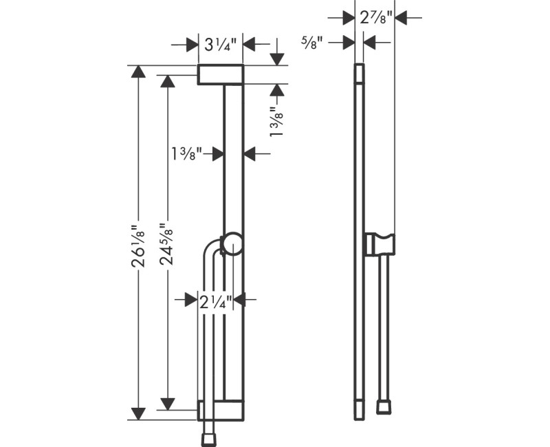 Dušas komplekts Hansgrohe  Unica S Puro Dušas stienis 650mm ar dušas vadu Isiflex 1600mm 24402670 Melns Matēts