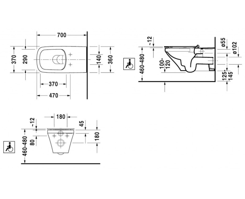 Подвесной унитаз Duravit DuraStyle Rimfree без крышки, белый