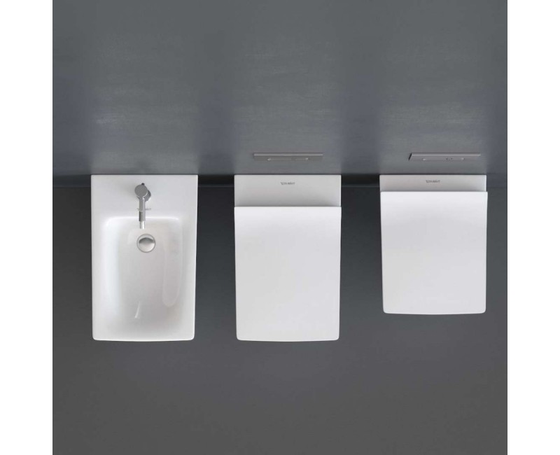 Подвесной унитаз Duravit Viu Compact с WonderGliss, DuraFix, без крышки, Белый