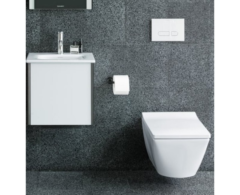 Подвесной унитаз Duravit Viu Compact с WonderGliss, DuraFix, без крышки, Белый