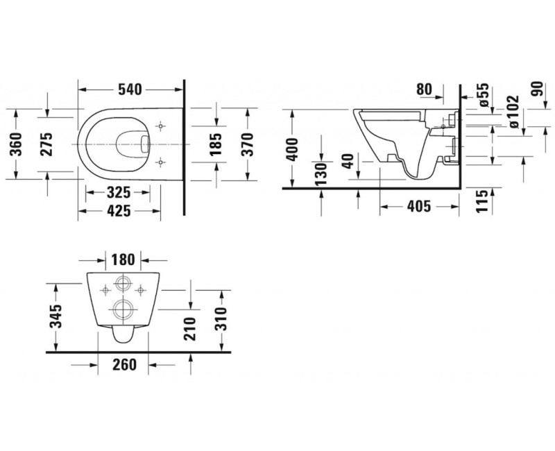 Подвесной унитаз Duravit D-Neo Rimfree, Без крышки, Белый