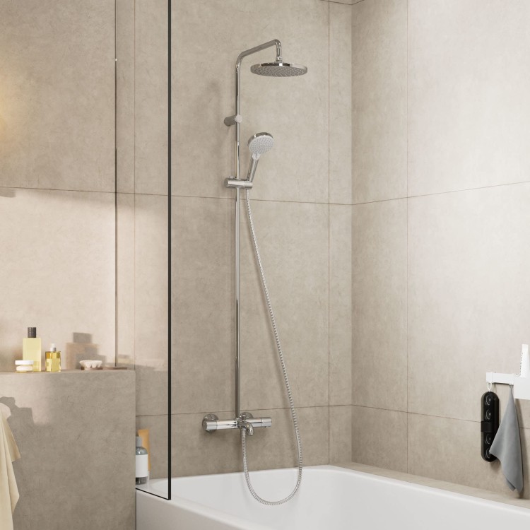 Душевая система Hansgrohe Vernis Blend Showerpipe 200 1jet EcoSmart с термостатом 26079000 Chrome Душевая система Hansgrohe Vernis Blend Showerpipe 200 1jet EcoSmart с термостатом 26079000 Chrome