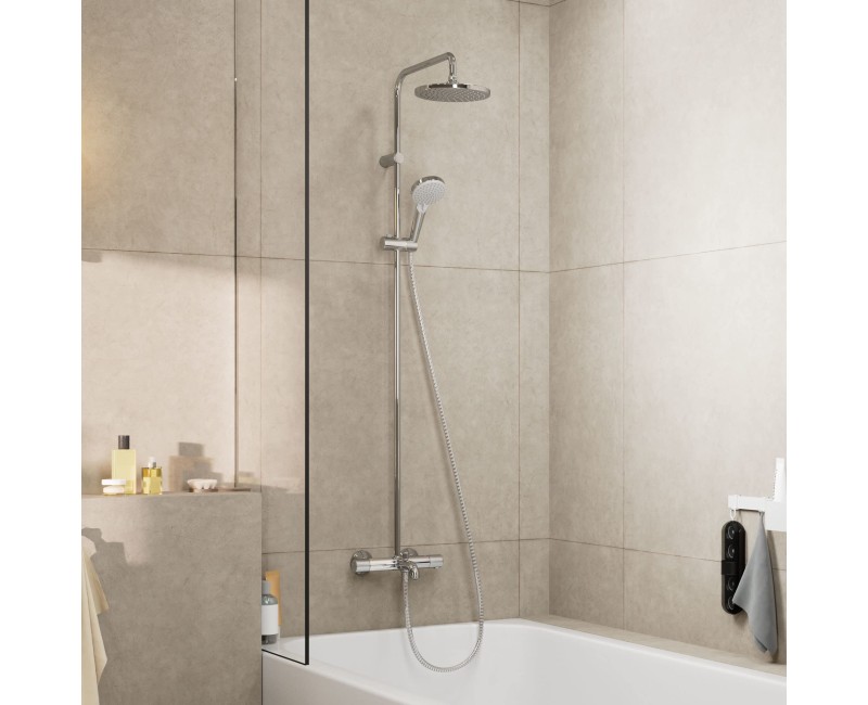 Dušas sistēma Hansgrohe Vernis Blend Showerpipe 200 1jet EcoSmart ar termostatu 26079000 Hromēts