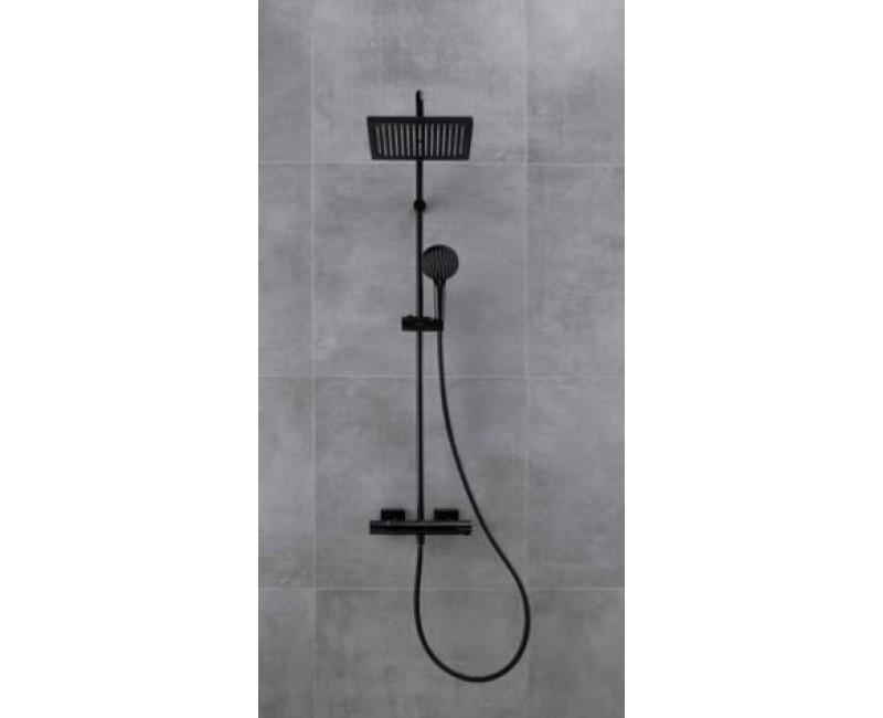 Dušas sistēma Hansgrohe Vernis Shape Showerpipe 240 1jet Ar Termostatu 26427670 Melns Matēts
