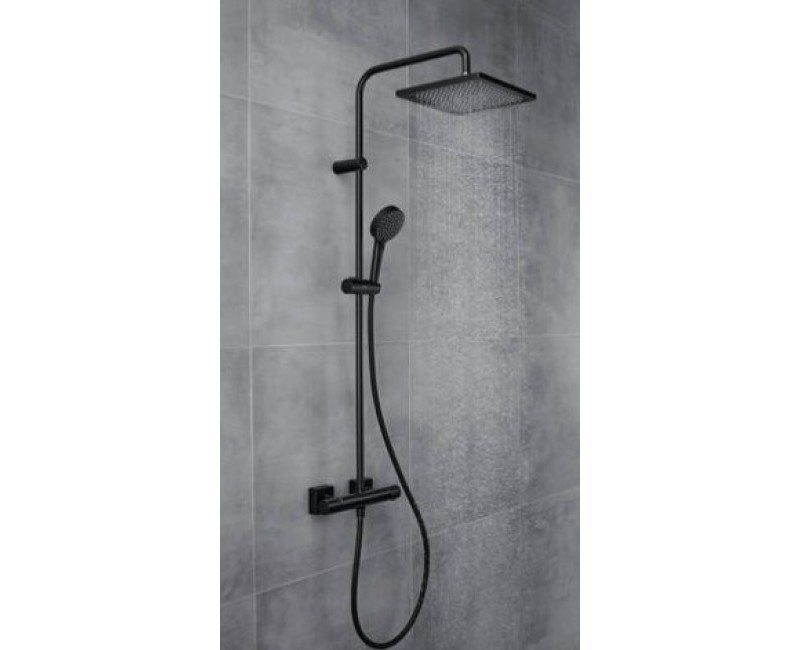 Dušas sistēma Hansgrohe Vernis Shape Showerpipe 240 1jet Ar Termostatu 26427670 Melns Matēts