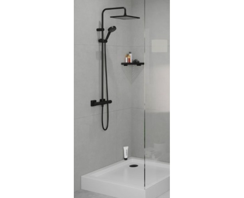 Dušas sistēma Hansgrohe Vernis Shape Showerpipe 240 1jet Ar Termostatu 26427670 Melns Matēts